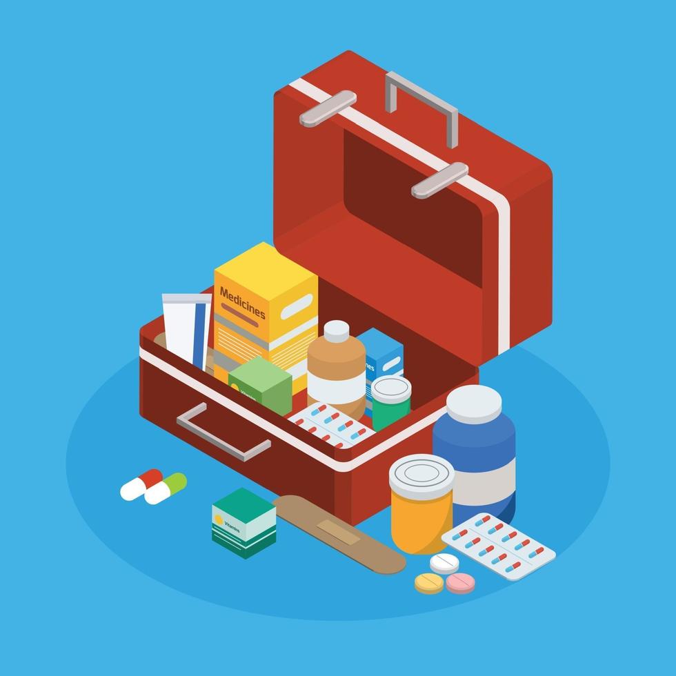 Pharmaceutical production isometric background vector