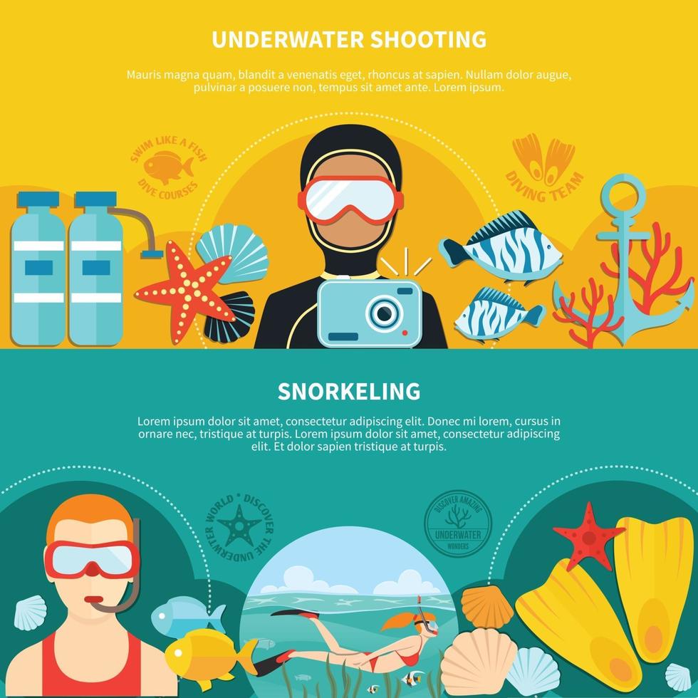 Diving banner set vector