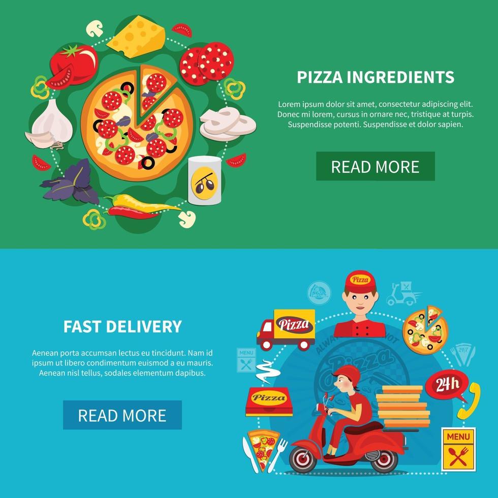 conjunto de banner de pizza vector