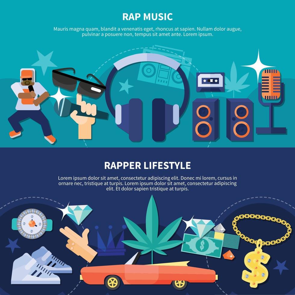 Rap music flat vector