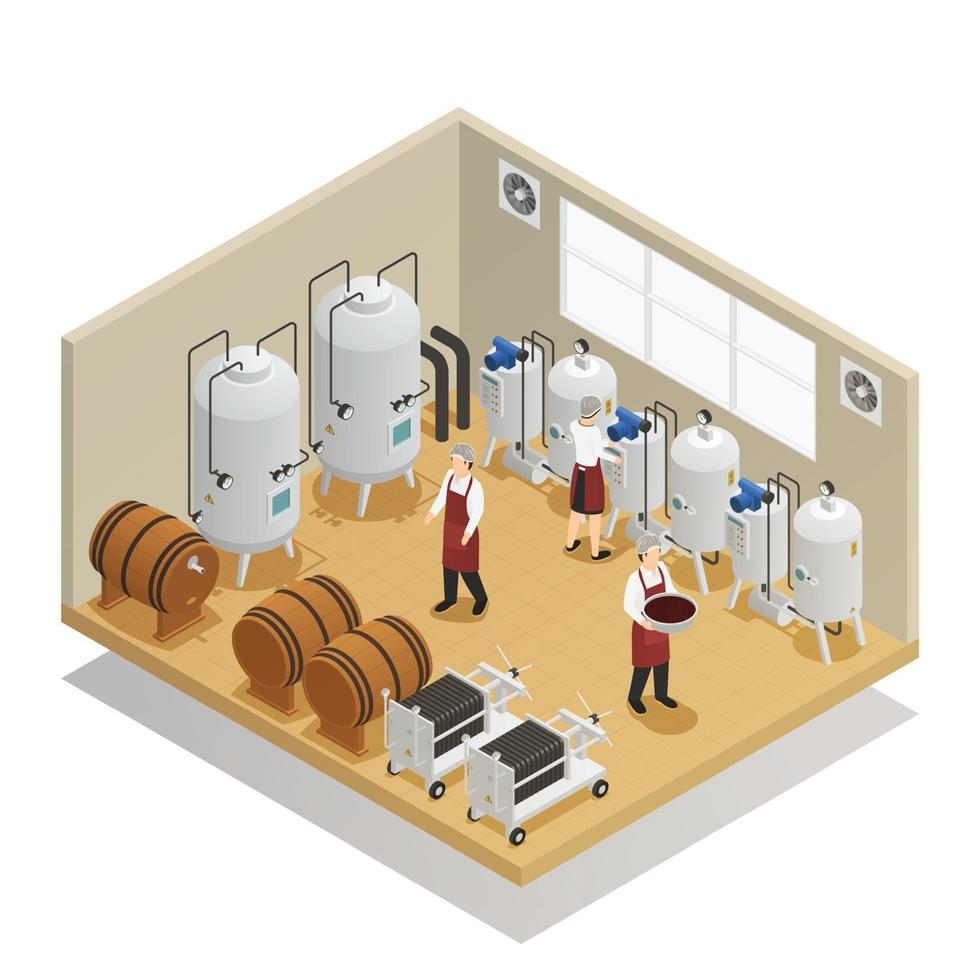 composición isométrica de la producción de vino vector