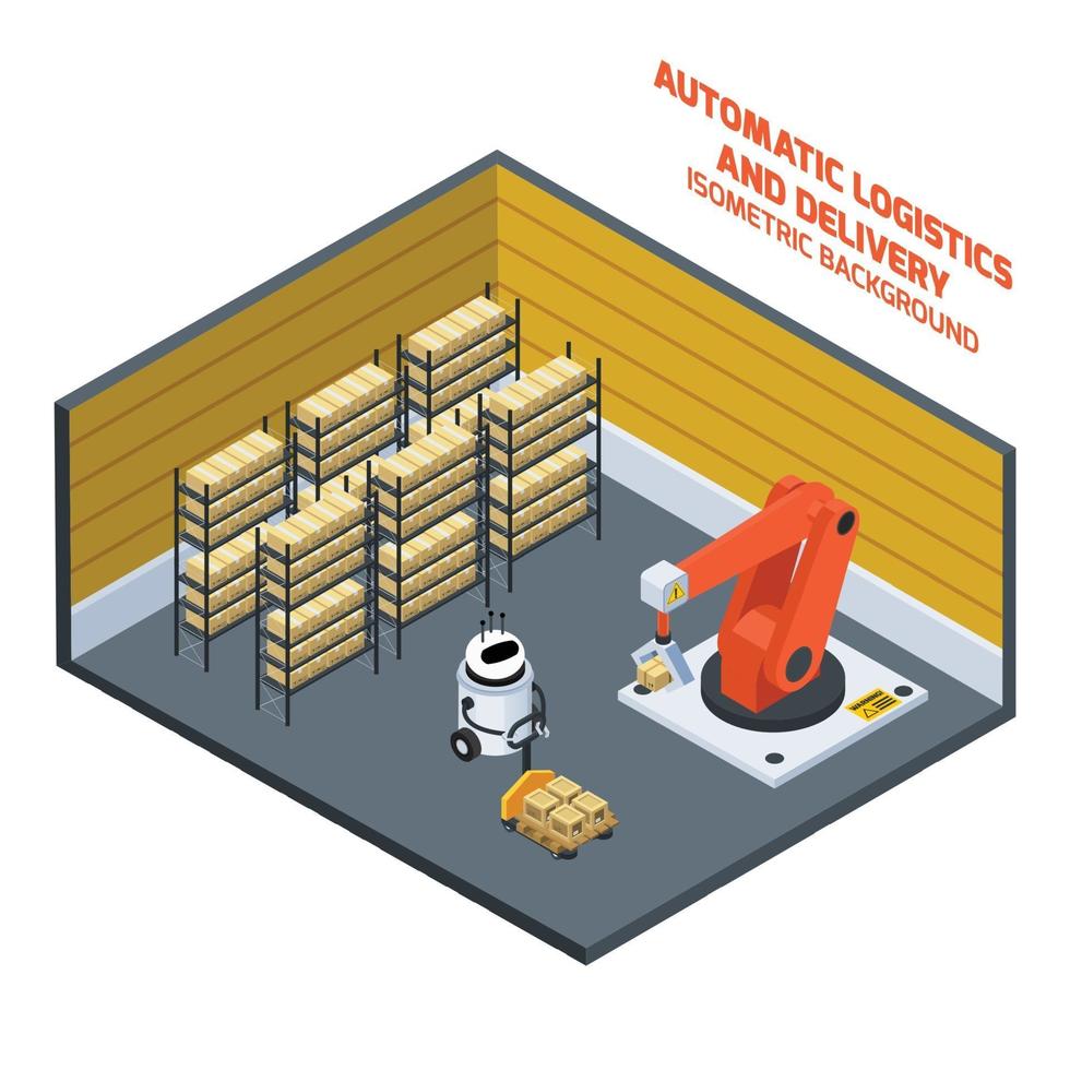 Automatic logistics and delivery isometric composition vector