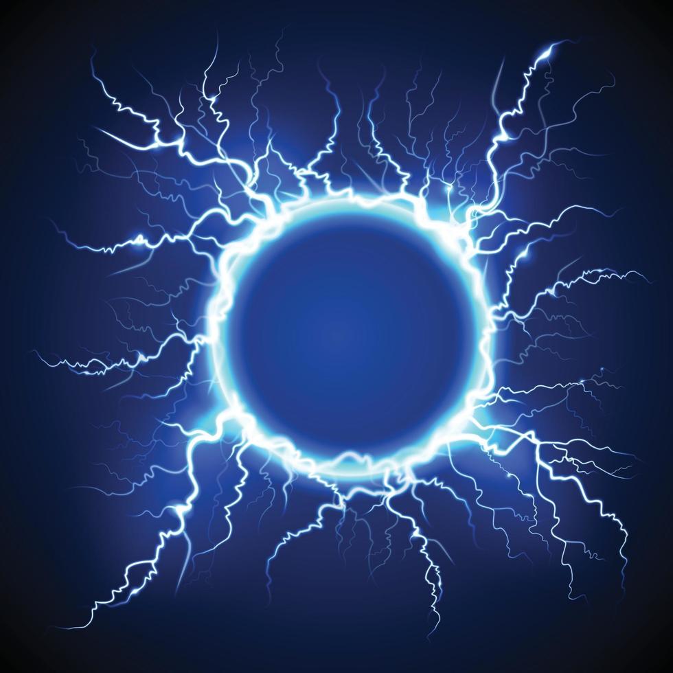 electric lightning circle realistic vector