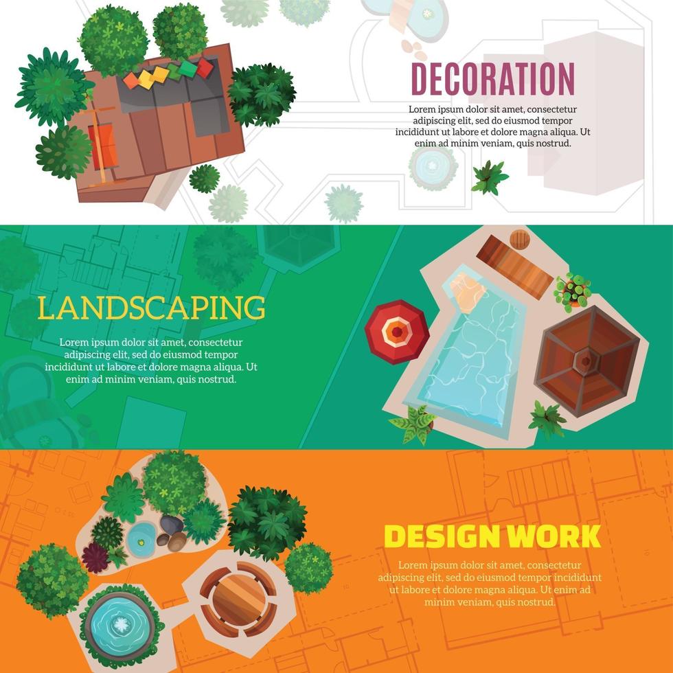 landscape design top view horizontal banners vector