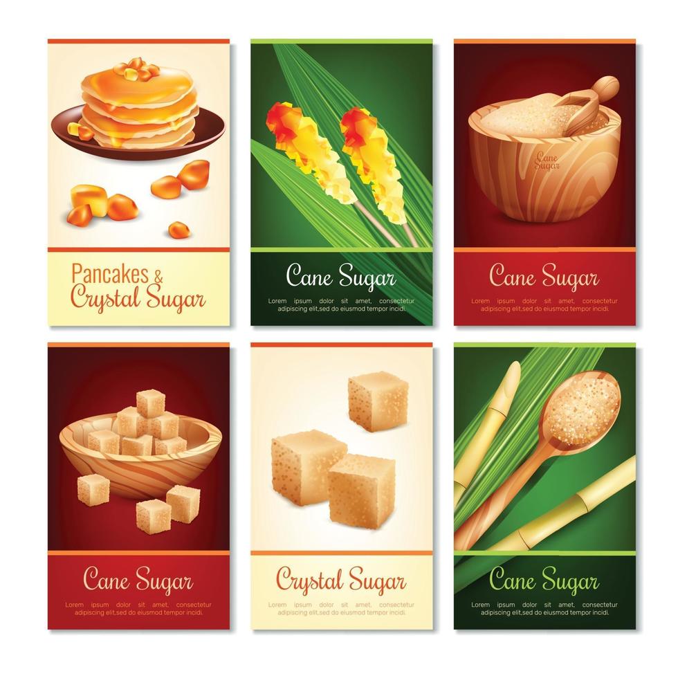 cane sugar cards vector