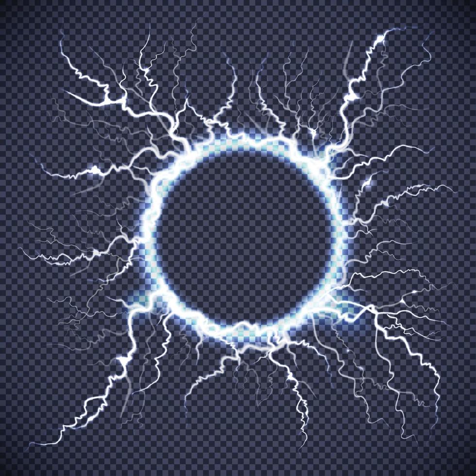 electric lightning circle realistic transparent vector