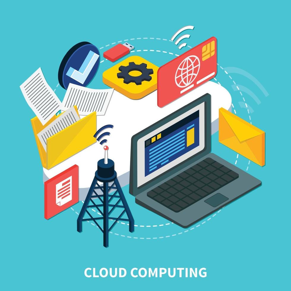 Cloud services isometric vector