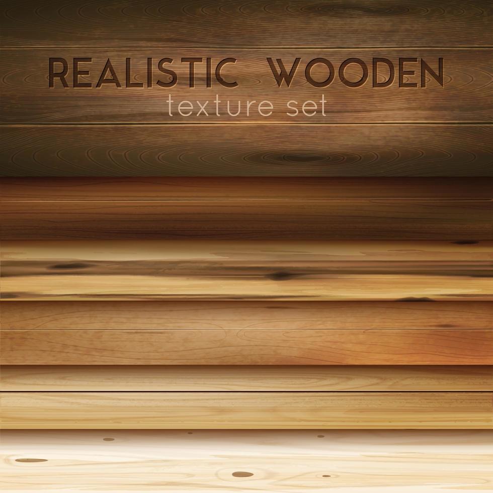 realistic wooden texture horizontal set vector