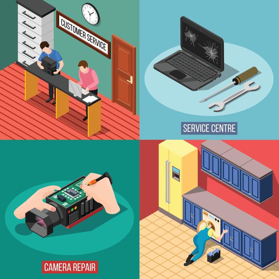 Service centre isometric 2x2 vector