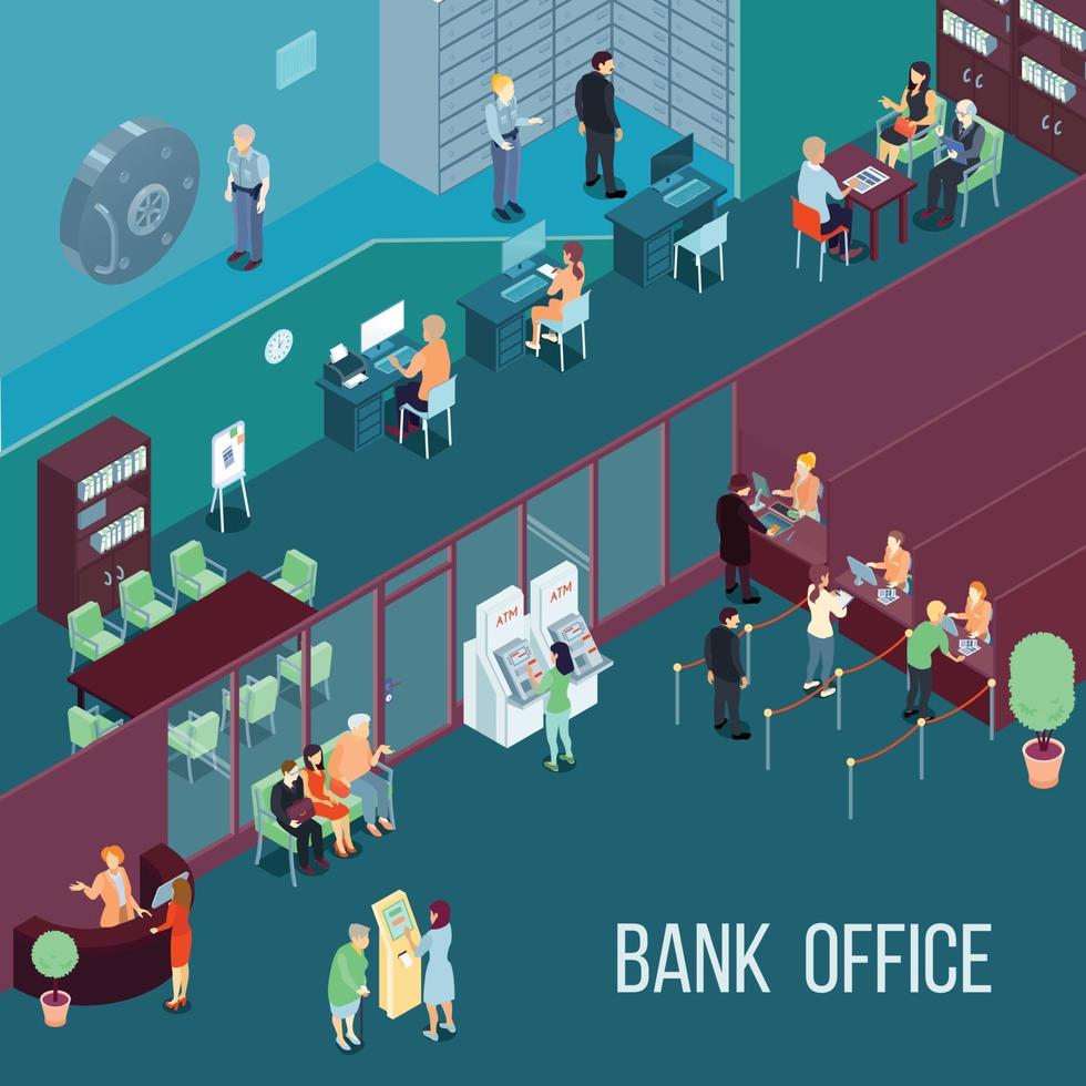 bank isometric illustration vector