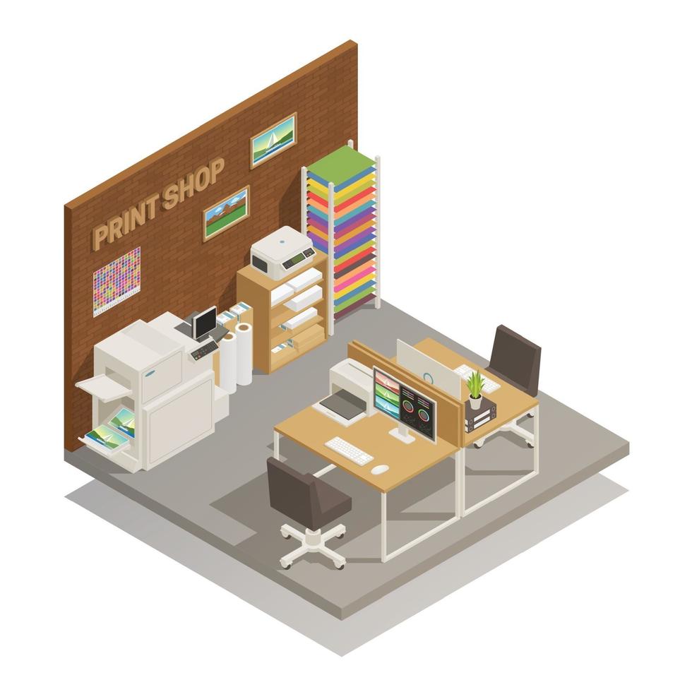 printing house polygraphy isometric composition vector
