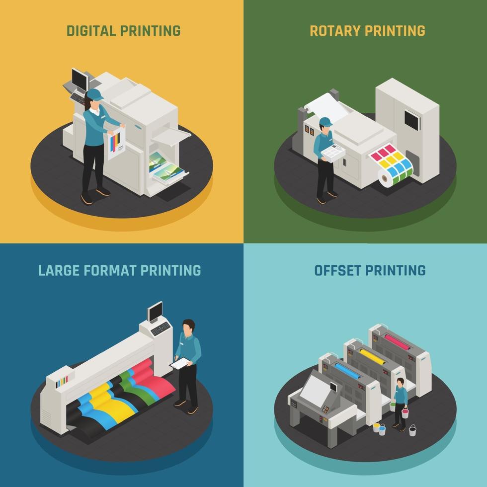 printing house polygraphy isometric 2x2 vector