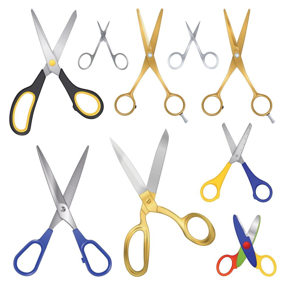 realistic scissors set vector