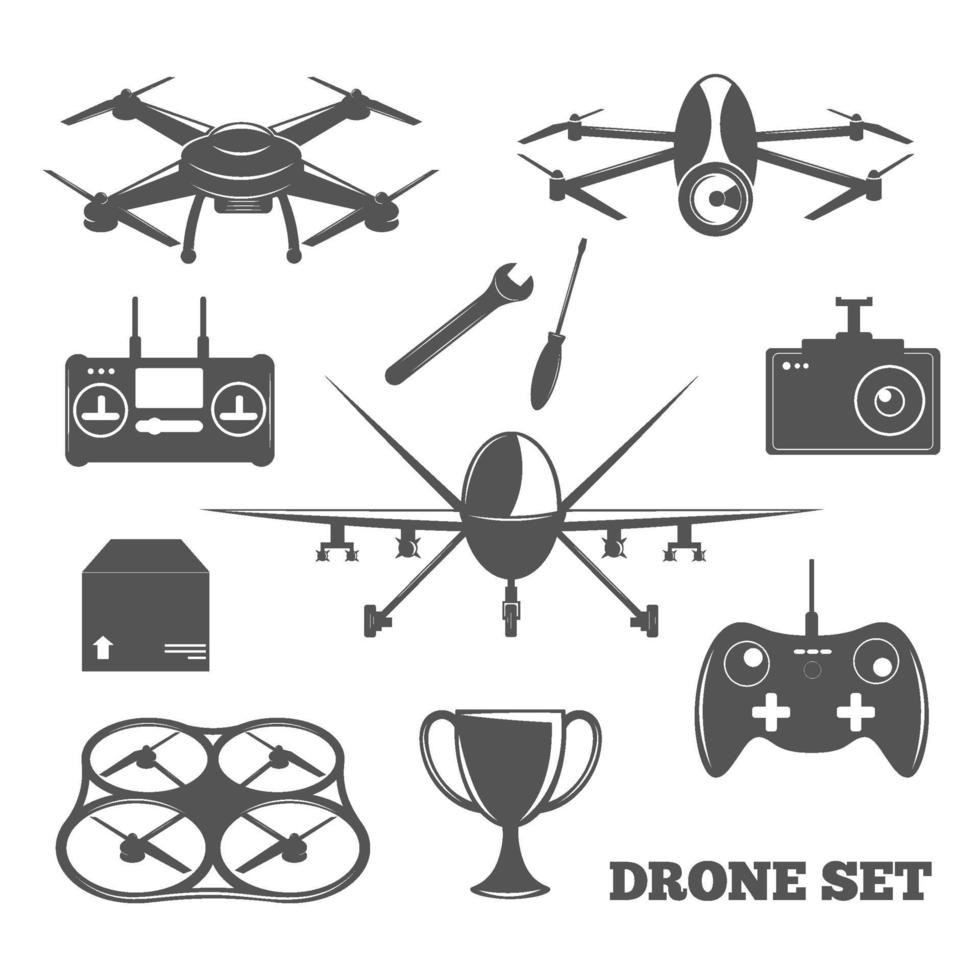 drone emblem elements vector