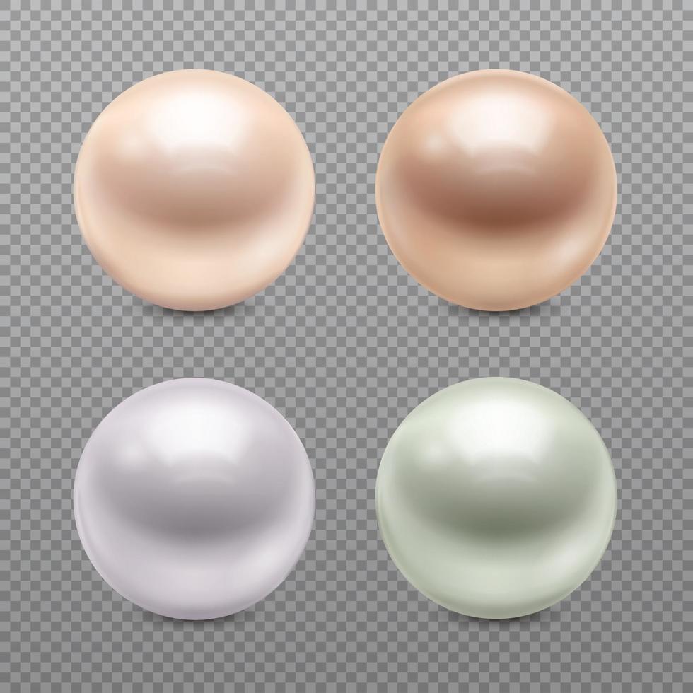 pearls realistic set vector