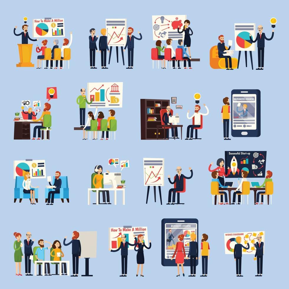 business coaching orthogonal flat people vector