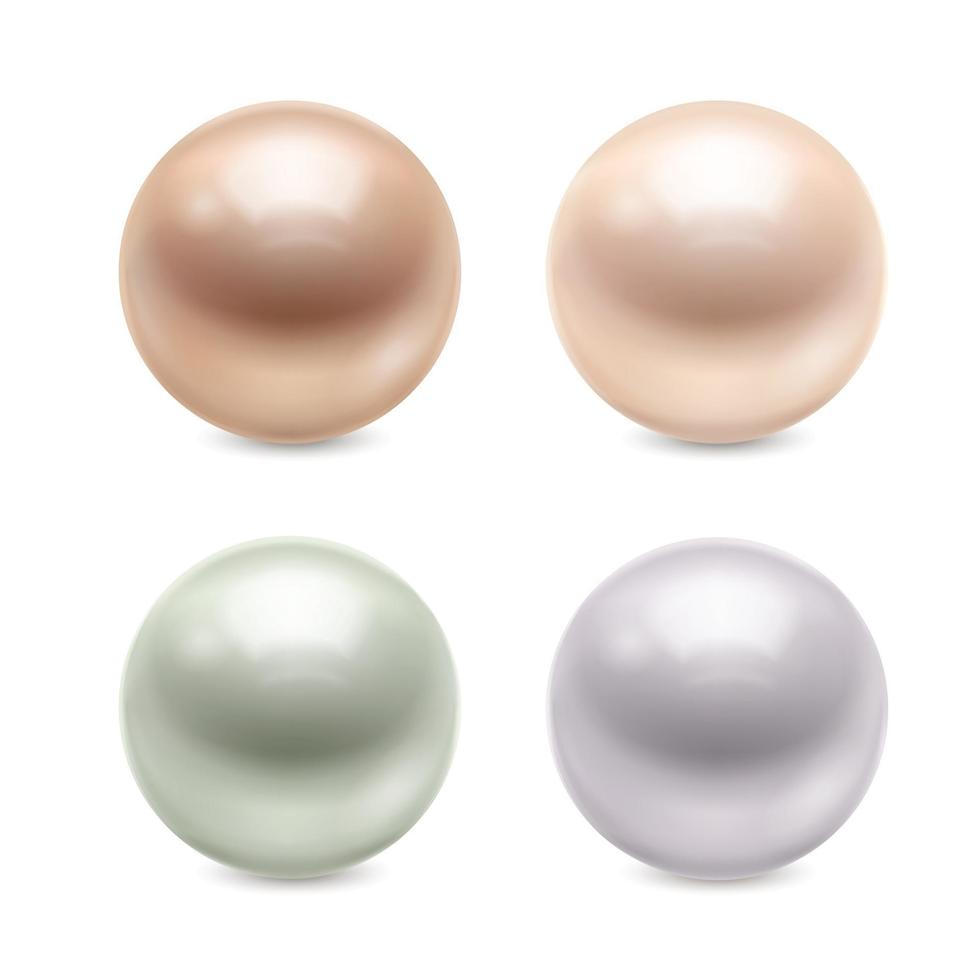 pearls realistic set vector