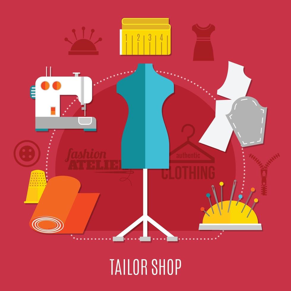 Sewing flat composition vector