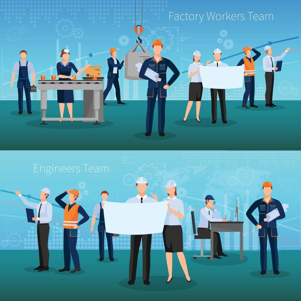 factory workers compositions flat vector