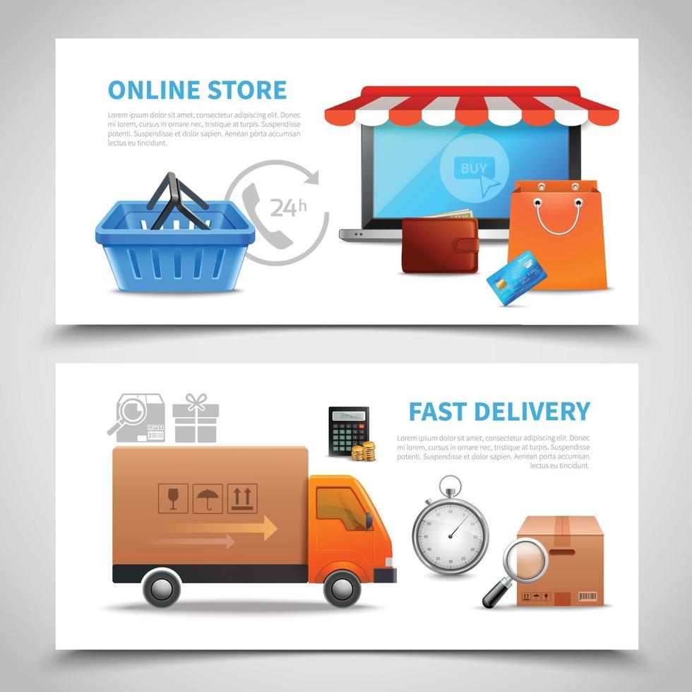 Online shopping realistic vector