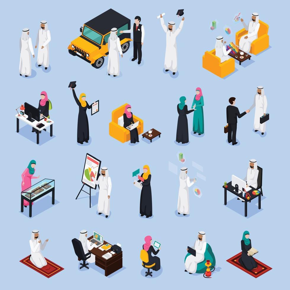 arab muslims saudi modern isometric people vector