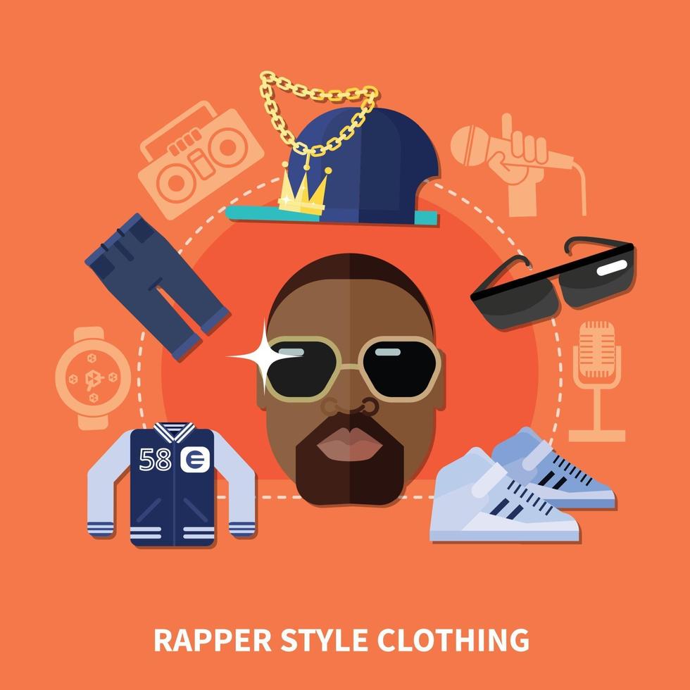 Rap music flat vector