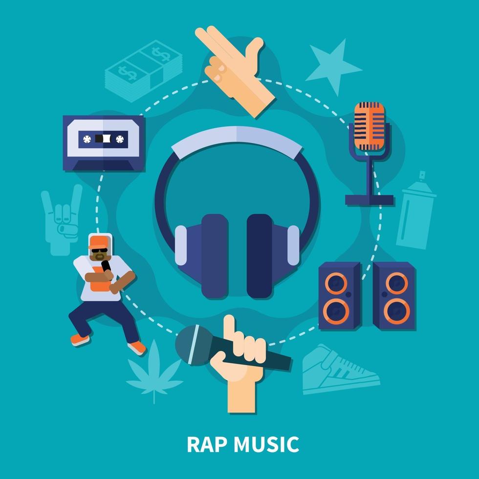 Rap music flat vector