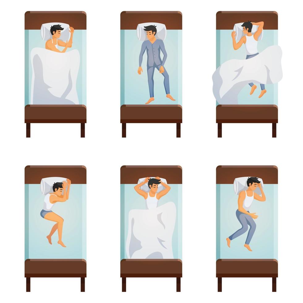 man sleeping poses set vector