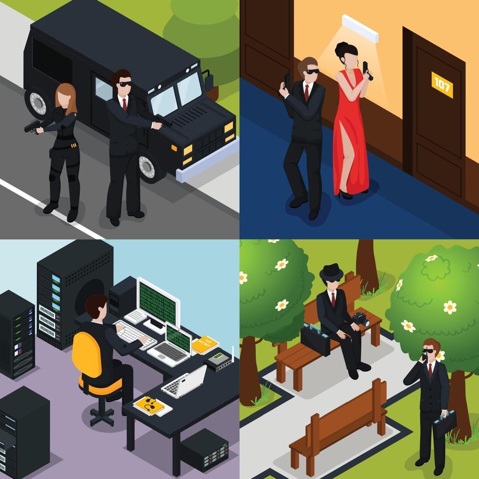 special agent spy isometric 2x2 vector