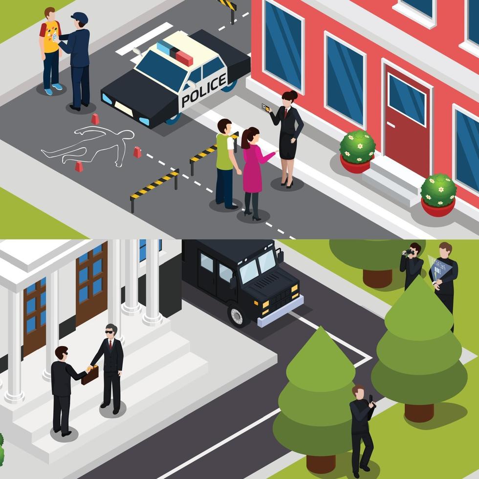 special agent spy isometric banners vector