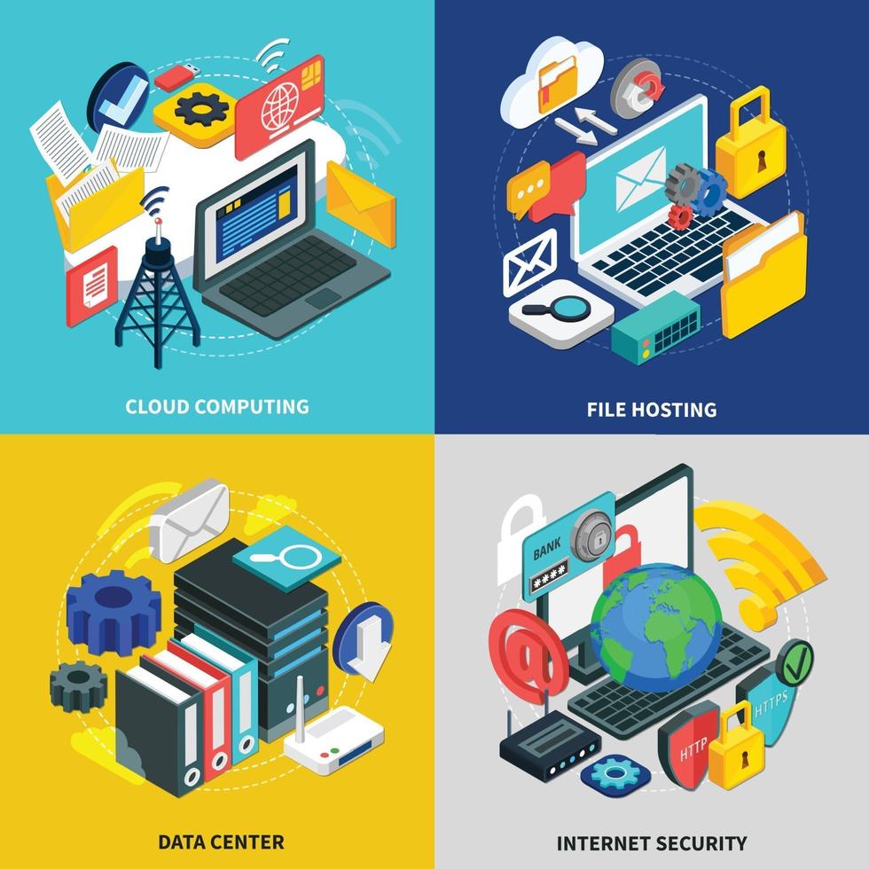 Cloud services isometric vector