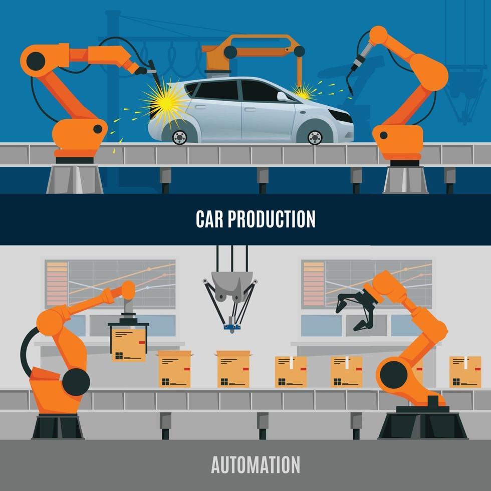 composiciones de automatización planas vector