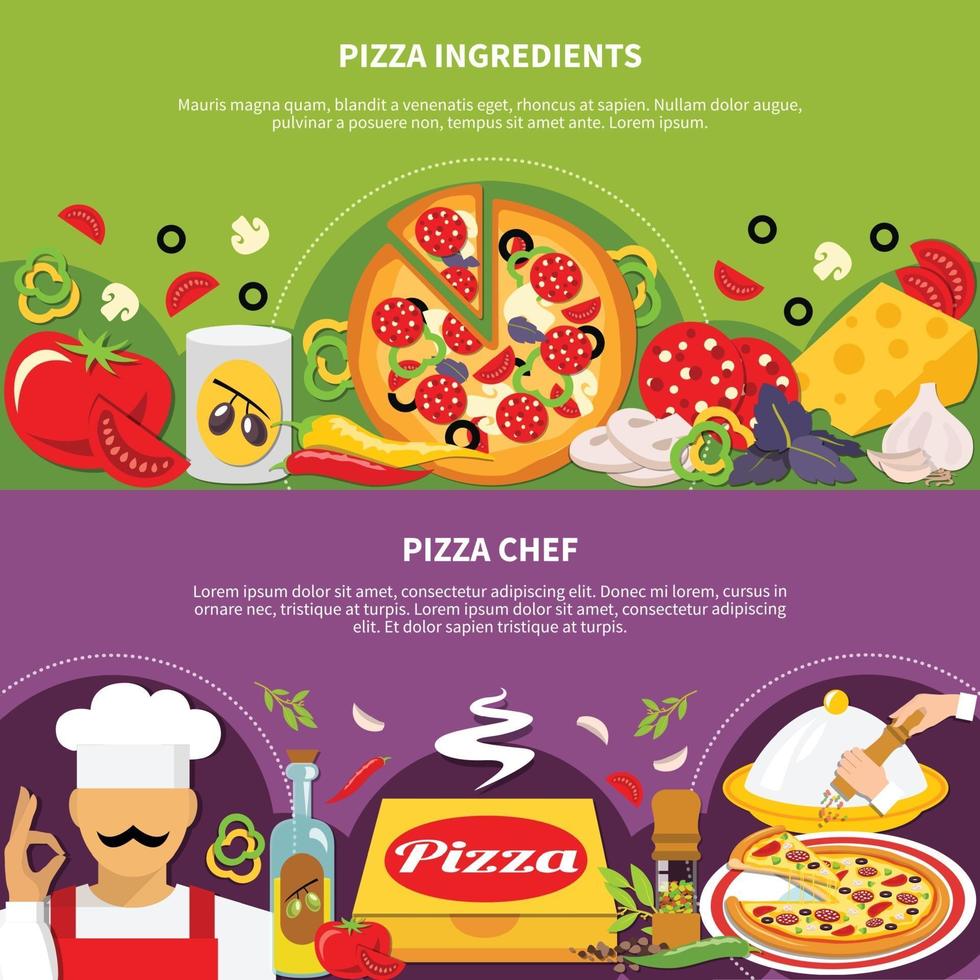 conjunto de banner de pizza vector