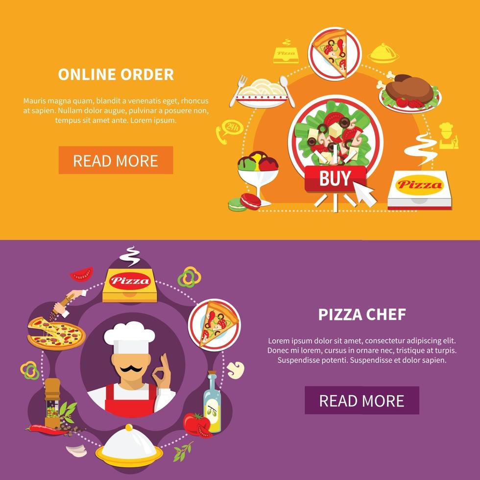 conjunto de banner de pizza vector