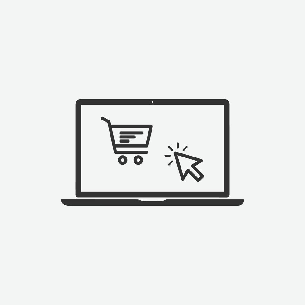 Online store shopping vector isolated icon on grey background