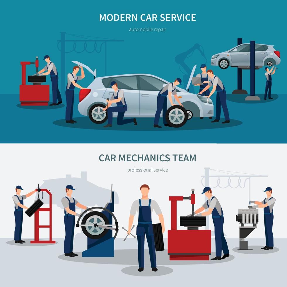 composiciones planas de servicio de coche vector