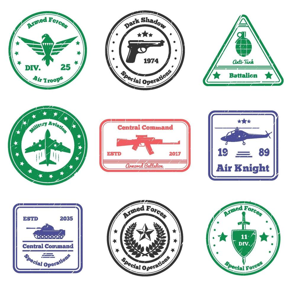 sellos militares grunge vector