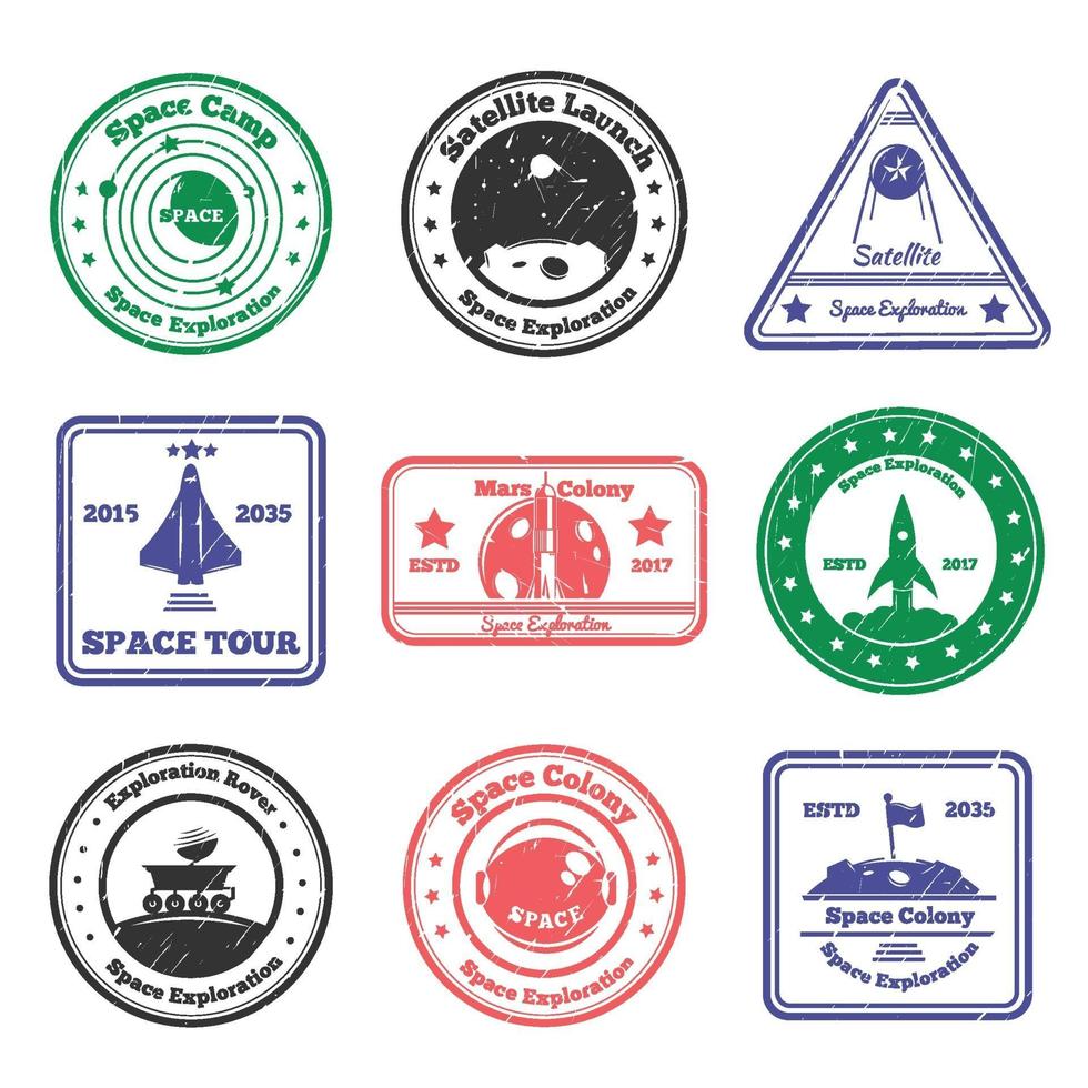 space exploration grunge stamps vector