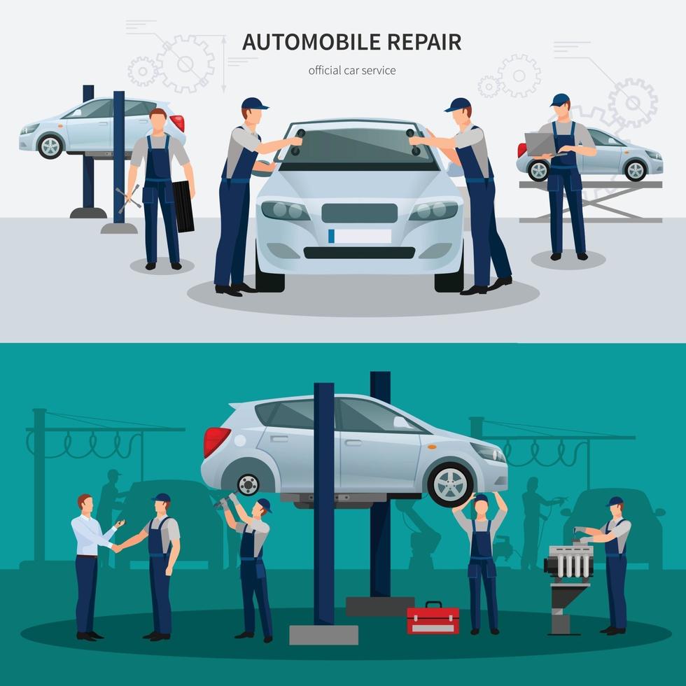 composiciones planas de servicio de coche vector