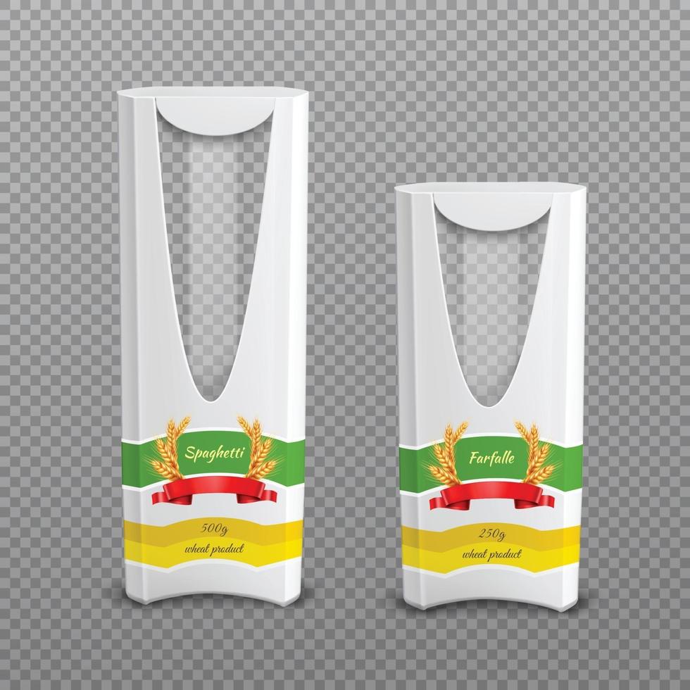 pasta package realistic set vector