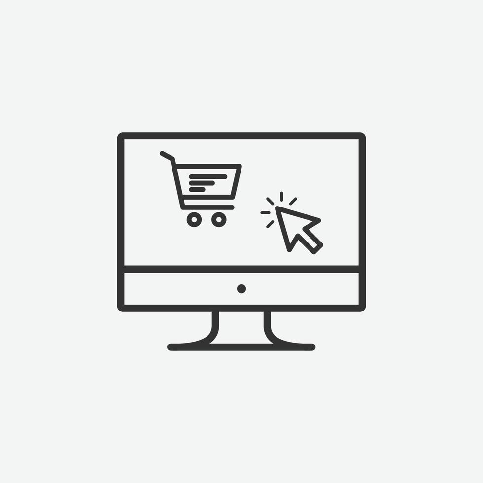 Online store shopping vector isolated icon on grey background