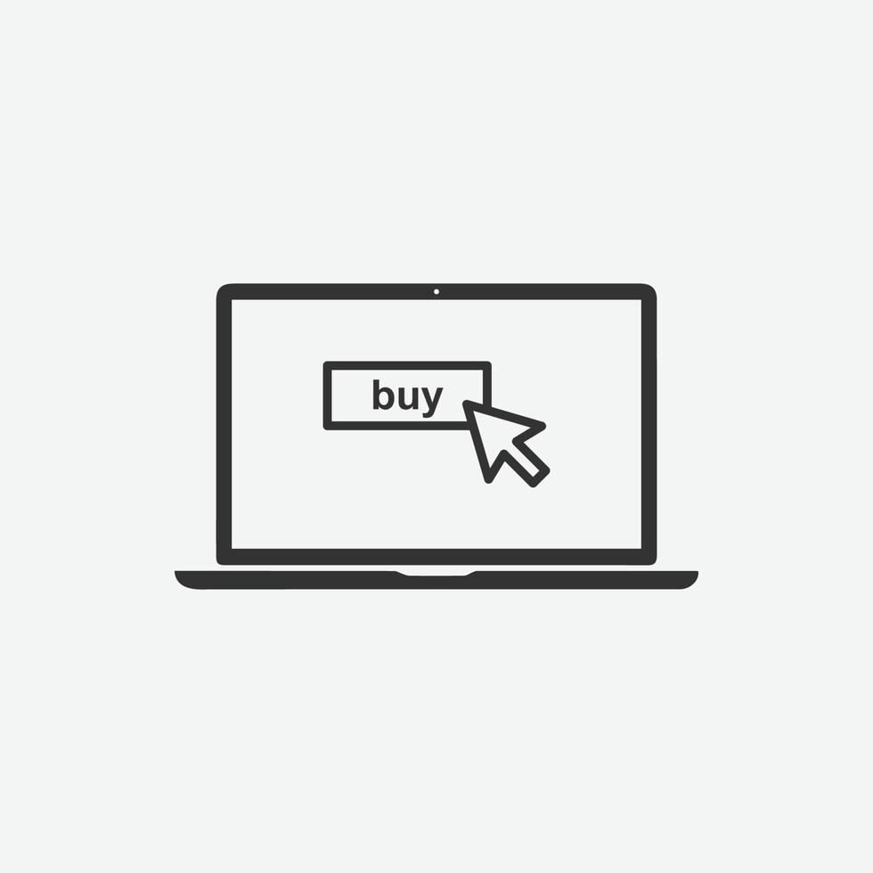 Online shopping vector isolated icon on grey background