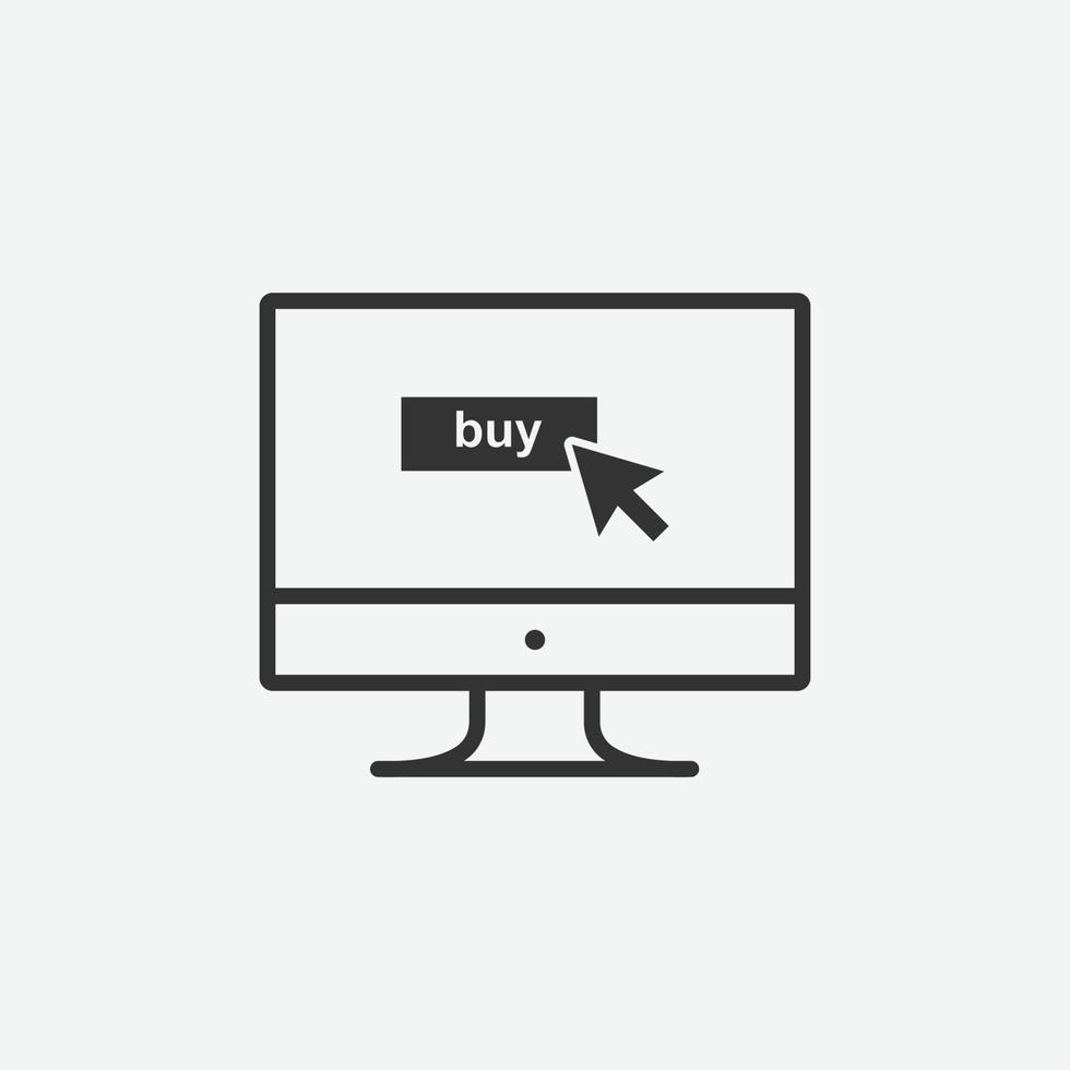 Online shopping vector isolated icon on grey background
