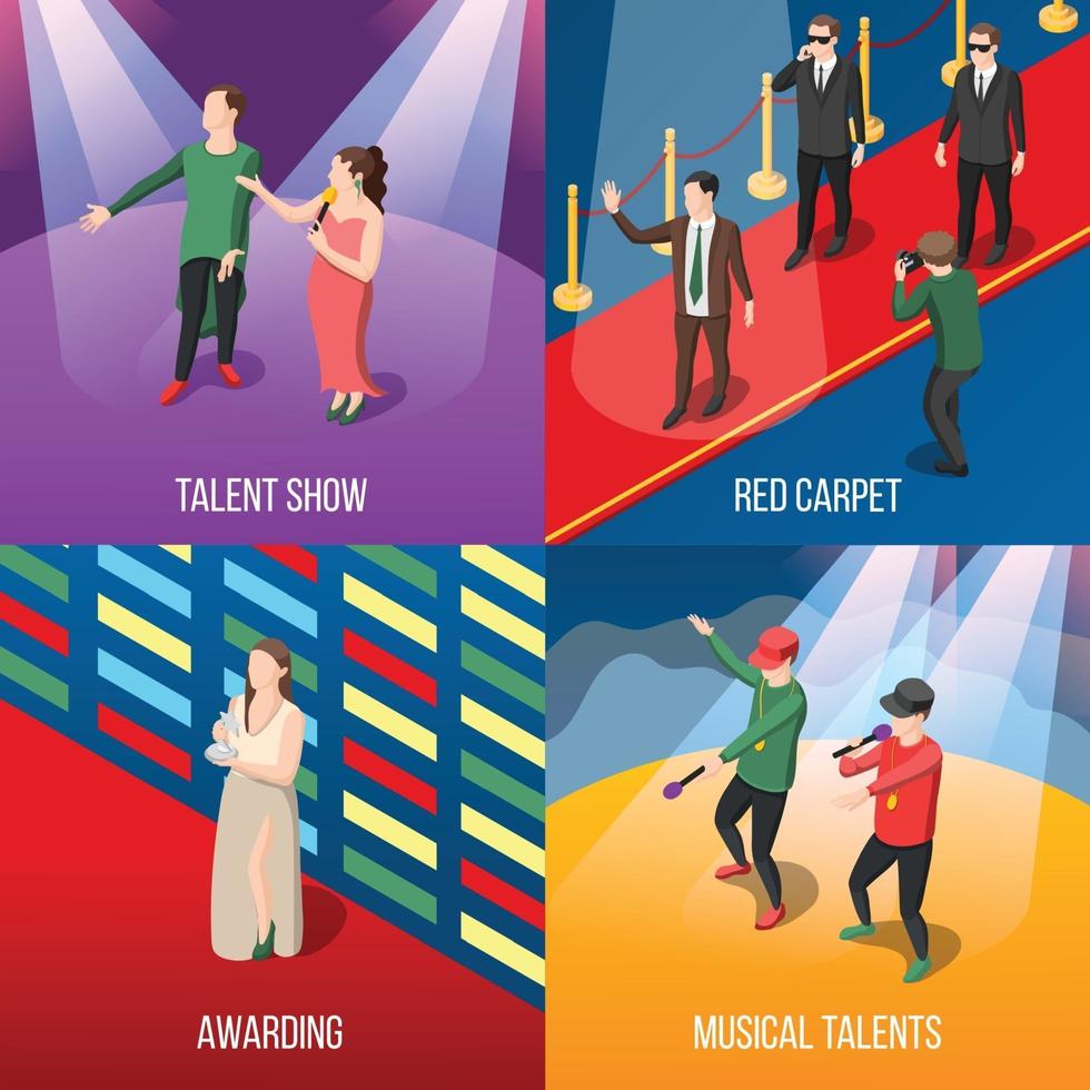 Talents and awards TV shows isometric 2x2 vector