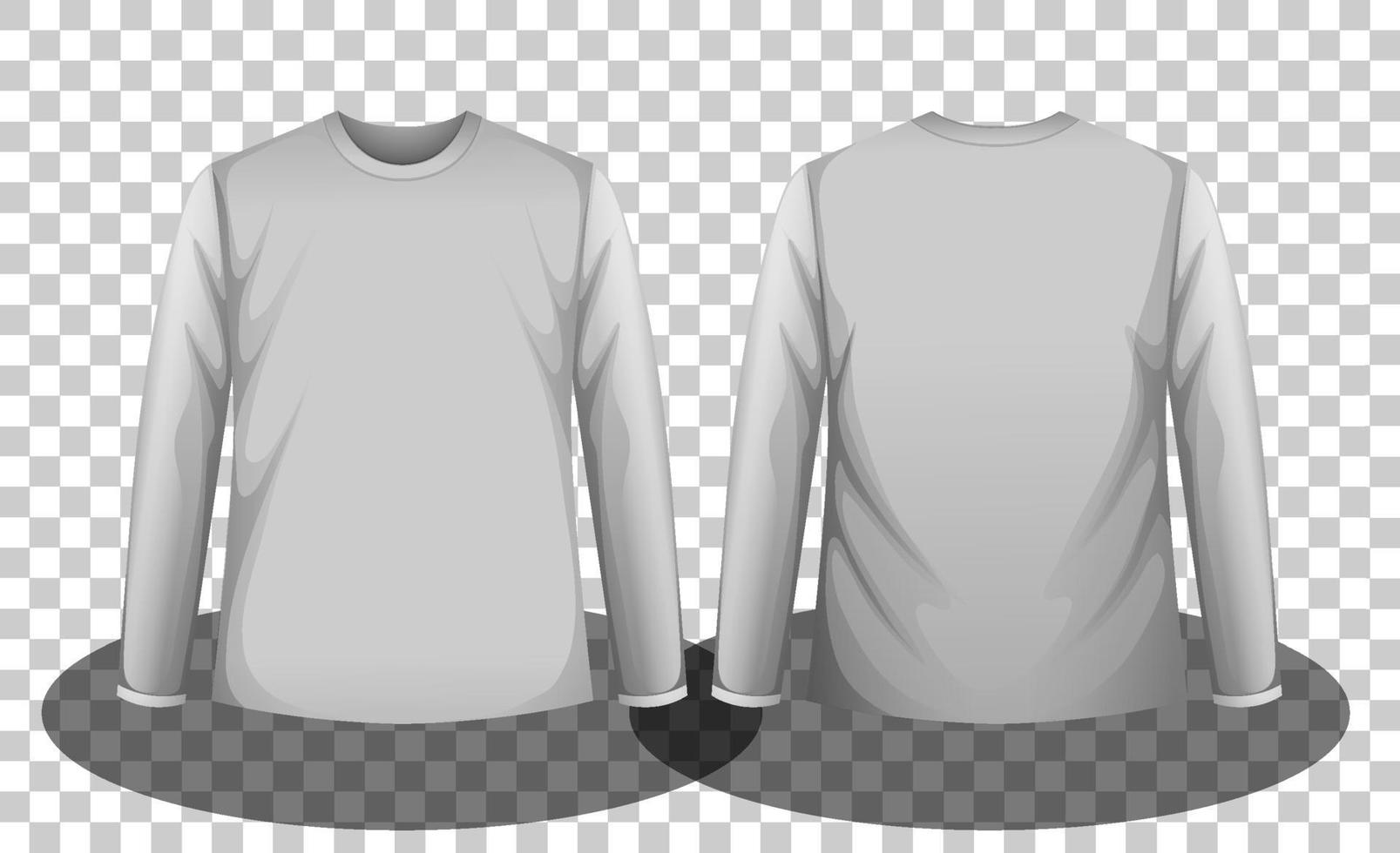 Front and back of grey long sleeves t-shirt vector