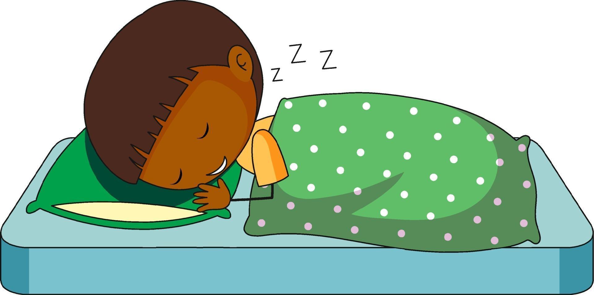 niño pequeño durmiendo personaje de dibujos animados doodle aislado vector