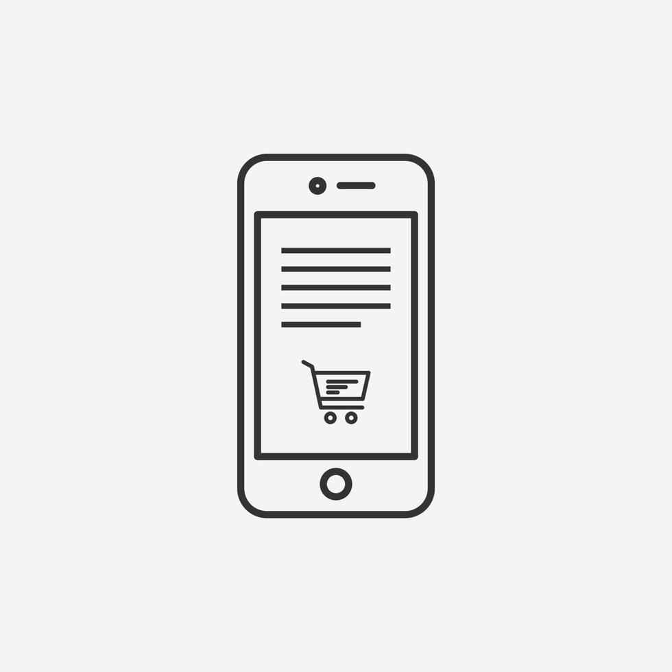 Vector illustration of phone with basket icon on grey background