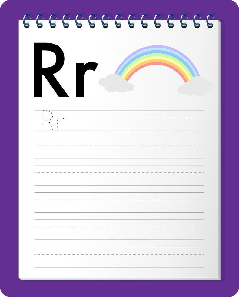 Alphabet tracing worksheet with letter R and r vector