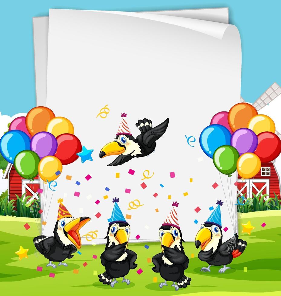 Paper template with cute animals in party theme vector