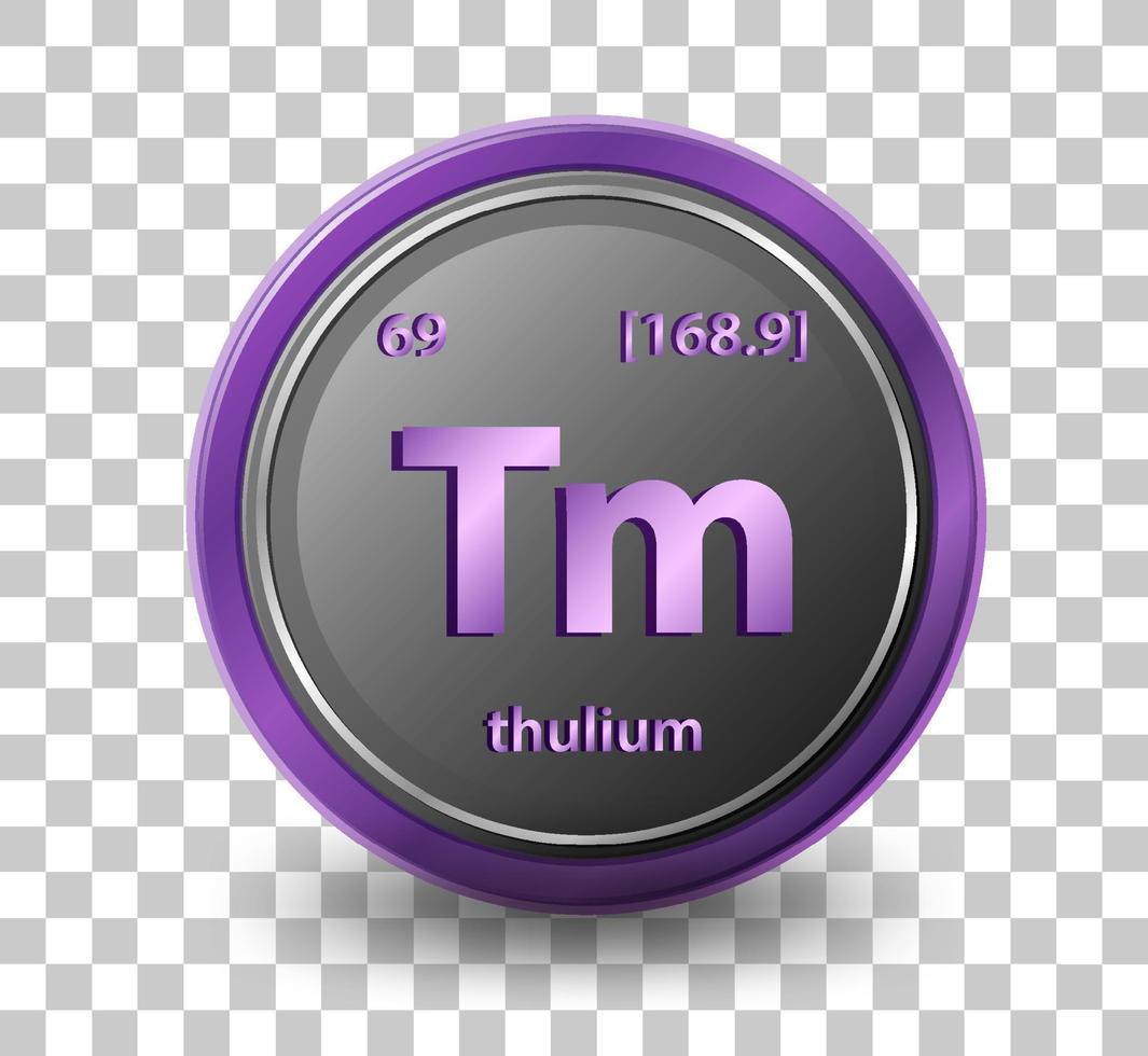 Thulium chemical element. Chemical symbol with atomic number and atomic mass. vector